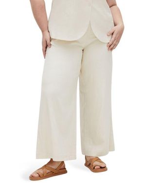 City Chic Viven Linen Blend Wide Leg Pants - Natural