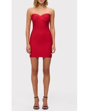 Hervé Léger Strapless Bandage Minidress - Red