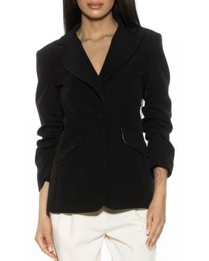 Alexia Admor Ruched Sleeve One-Button Blazer - Black