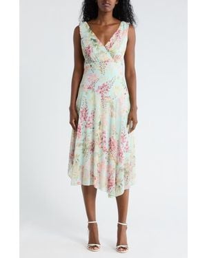 Connected Apparel Yoryu Asymmetric Midi Dress - Multicolor