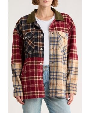 Vigoss Plaid Patchwork Coat - Red