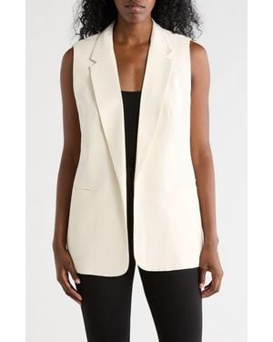 Tahari Notch Lapel Longline Vest - Natural