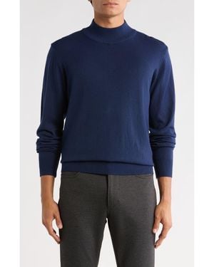 T.R. Premium Slim Fit Mock Neck Sweater - Blue
