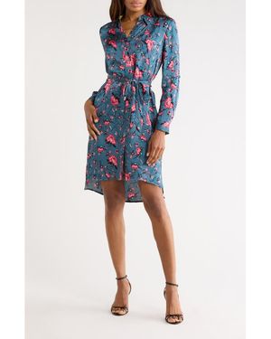Diane von Furstenberg Prita Floral Long Sleeve Shirtdress - Blue