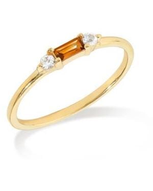 YS GEMS Baguette & Round Gemstone Ring - White