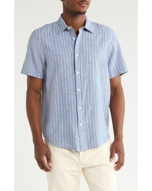 14th & Union Short Sleeve Linen Blend Shirt - Blue