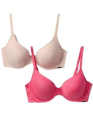 Halston Animal Mesh 2-Pack T-Shirt Bras - Pink