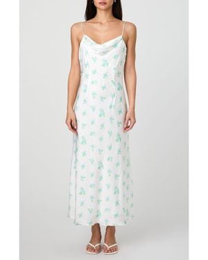 French Connection Anna Fleur Cowl Neck Satin Maxi Slipdress - White