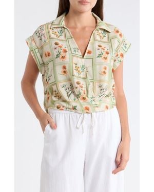 DR2 by Daniel Rainn Johnny Collar Short Sleeve Crop Top - White