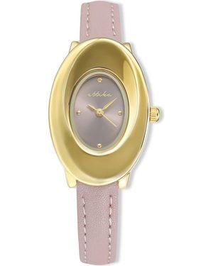 Ettika Thick Dome Quartz Leather Strap Watch, 24Mm X 36.8Mm - Pink