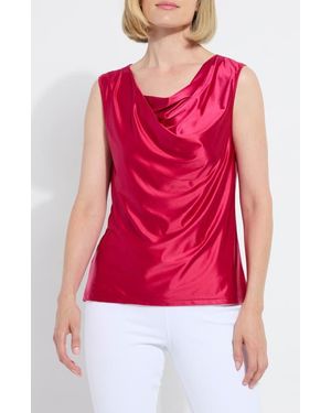 Lyssé Freida Draped Sleeveless Satin Top - Red