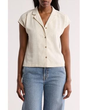 Bobeau Stripe Camp Shirt - Natural