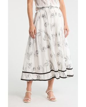 Tahari Tulip Embroidered Skirt - White