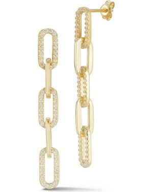 Chloe and Madison 5-Link Cubic Zirconia Linear Drop Earrings - Metallic