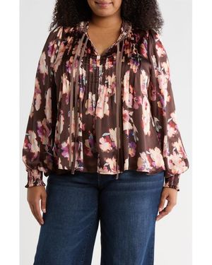Treasure & Bond Pintuck Satin Top - Red