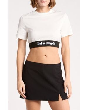 Palm Angels Cropped Logo T-Shirt - Black
