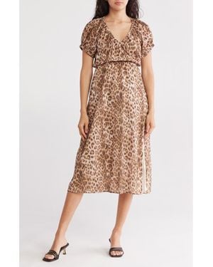 Steve Madden Puff Sleeve Empire Waist Cotton Midi Dress - Natural