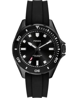 Fossil Dalton Three Hand Quartz Silicone Strap Watch, 42Mm - Black
