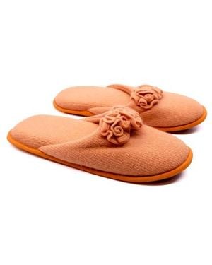 Portolano Flower Trim Cashmere Scuff Slipper - Pink