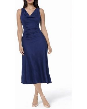 Bebe Crepe Satin Cowl Neck Midi Dress - Blue