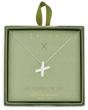 Leith Pavé Cubic Zirconia Initial Pendant Necklace - Green