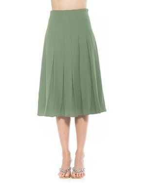 Alexia Admor Pleated Midi A-Line Skirt - Green