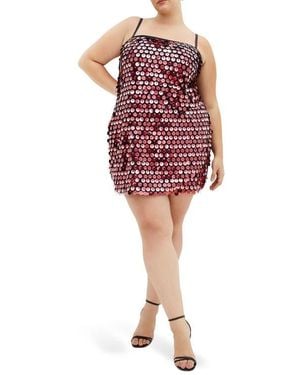 City Chic Disco Sequin Minidress - Red