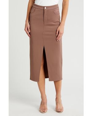 Hudson Jeans Reconstructed Ponte Midi Skirt - Brown