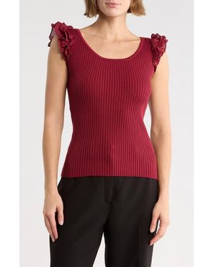 Tart Collections Decla Ruffle Sleeve Knit Top - Red