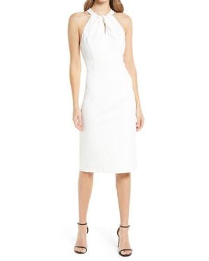 Julia Jordan Twist Neck Sheath Dress - White