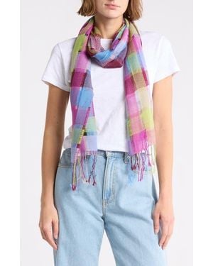 La Fiorentina Checkered Scarf - Blue