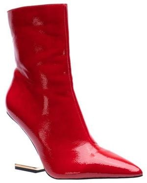 Ninety Union Princess Inverted Heel Patent Bootie - Red