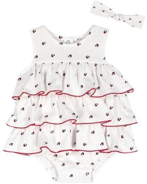 Tommy Hilfiger Tommy Heart Logo Bubble Bodysuit & Headband Set - White