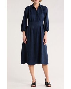 Max Studio Balloon Sleeve Shirtdress - Blue