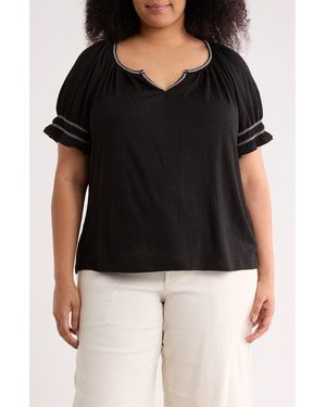 Max Studio Puff Sleeve Top - Black