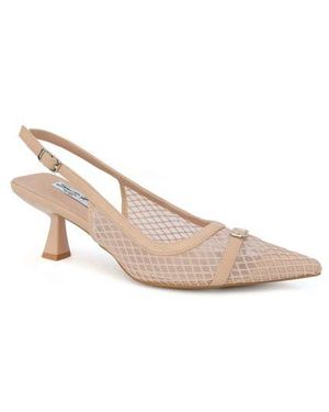 Seven7 Mesh Pointed Toe Slingback Pump - Natural