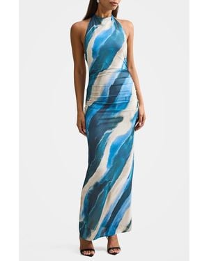 EVER NEW Josette Print Halter Jersey Maxi Dress - Blue