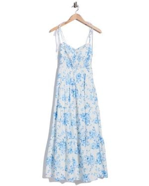 Wayf Tiered Tie Strap Dress - Blue