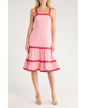 AREA STARS Ana Ric-Rac Ribbon Midi Dress - Pink