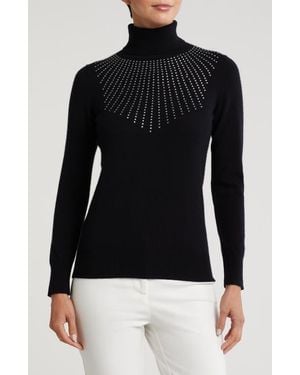 Sofiacashmere Turtleneck Starburst Cashmere Sweater - Black