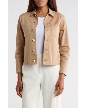 L'Agence Janelle Slim Fit Raw Hem Jacket - Natural