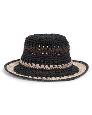Steve Madden Carly Striped Crochet Bucket Hat - Black