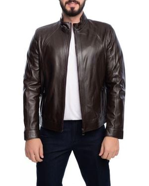 VELLAPAIS Smooth Leather Jacket - Black