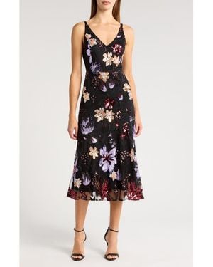Sam Edelman Ali Floral Sequin Midi Dress - Black