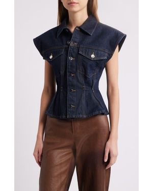 FRAME The Nipped Denim Vest - Blue