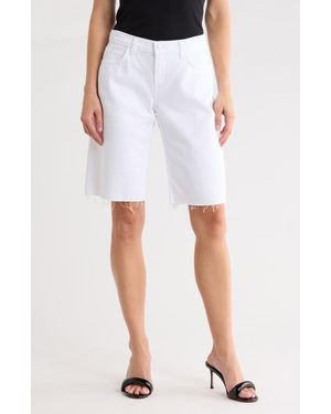 L'Agence Elise Raw Hem Denim Bermuda Shorts - Blue