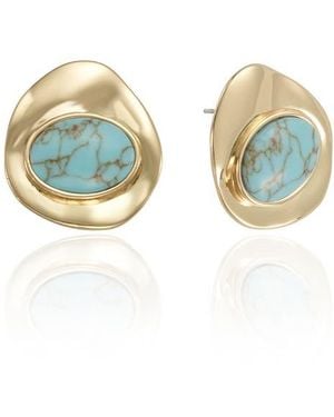Ettika Synthetic Stone Stud Earrings - Blue