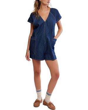 Free People Free Fall Denim Romper - Blue