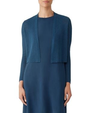 Eileen Fisher Ribbed Organic Linen & Cotton Cardigan - Blue