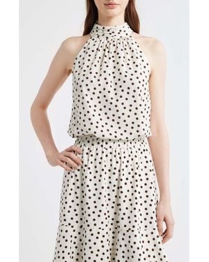 Anne Klein Shirred Neck Sleeveless Top - White